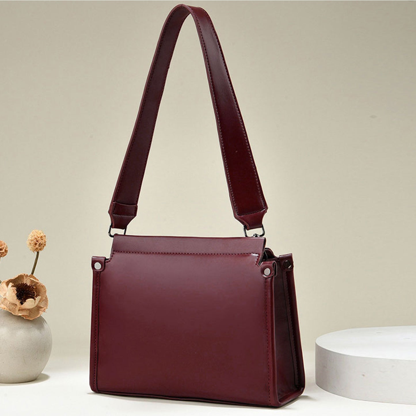 Angeline's Royal Maroon & Brown Cross Body Sling Bag