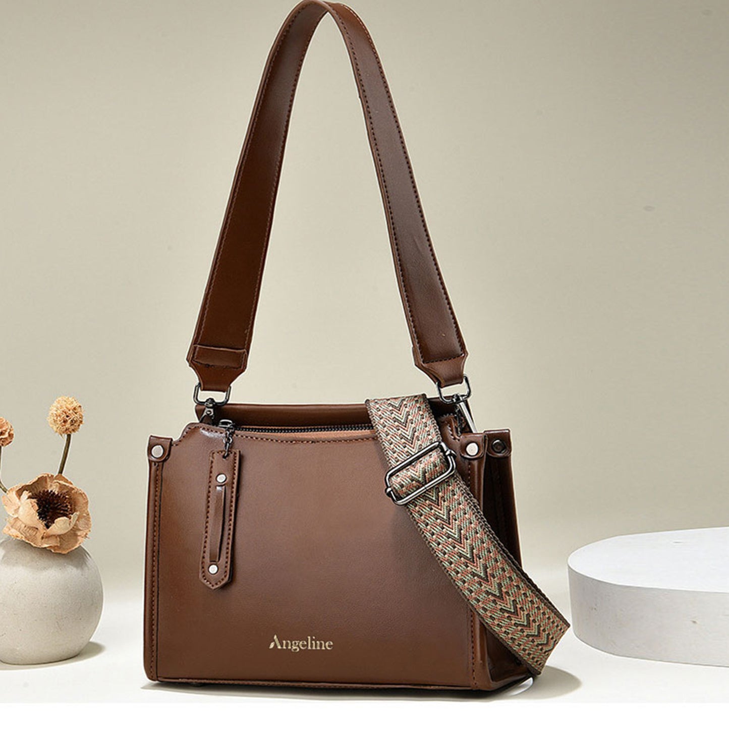 Angeline's Royal Maroon & Brown Cross Body Sling Bag