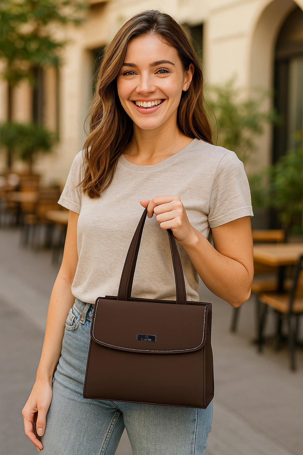 Catchy Everyday use Women Black, Brown and Tan Handbag