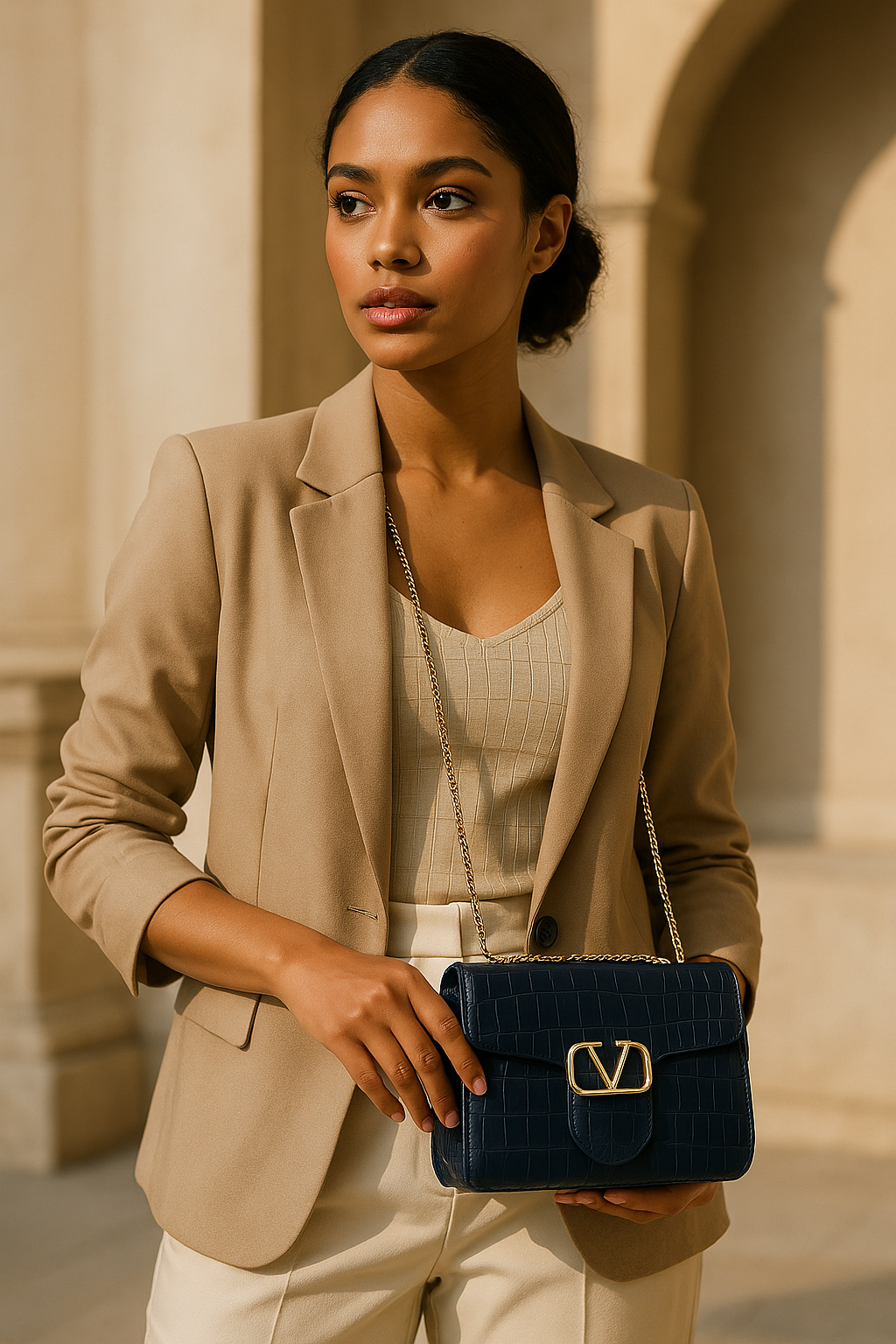 Detailed shot of the black croc-patterned purse’s stitching, reflecting its meticulous craftsmanship.