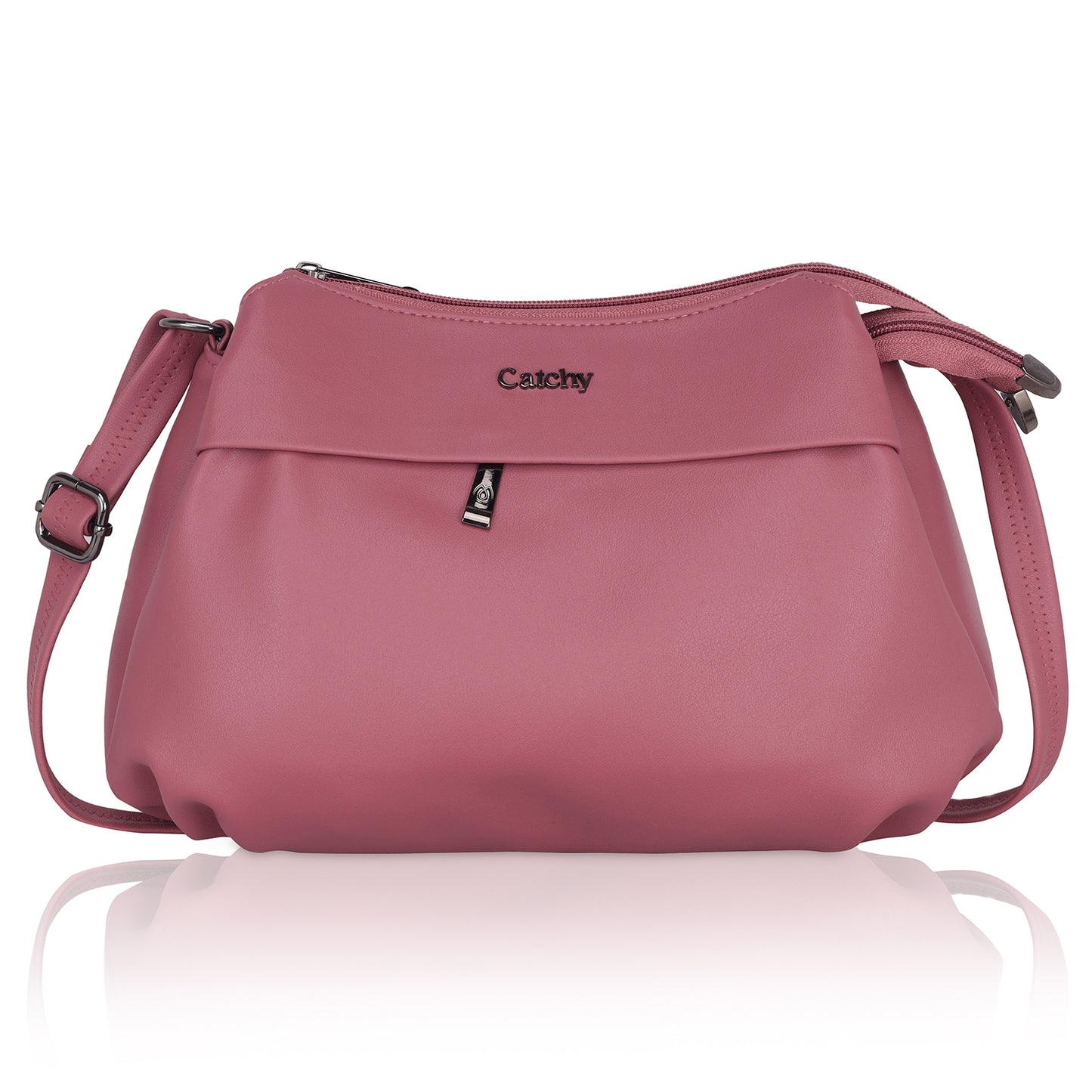 Sleek shoulder sling bag in silver for party nights.