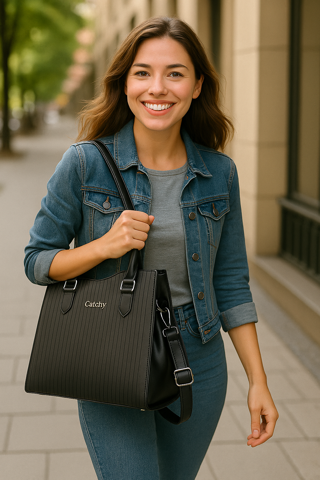Catchy's Elegant Everyday use Grey & Black Designer Handbag