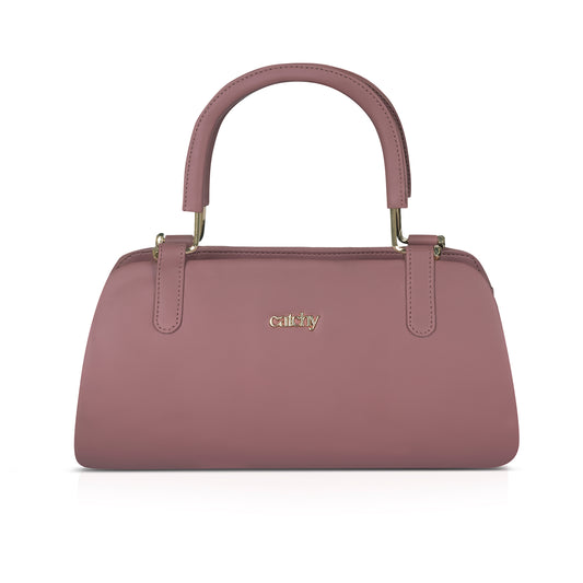 Blush pink slingbag with gold chain strap, perfect for chic evening outings.
