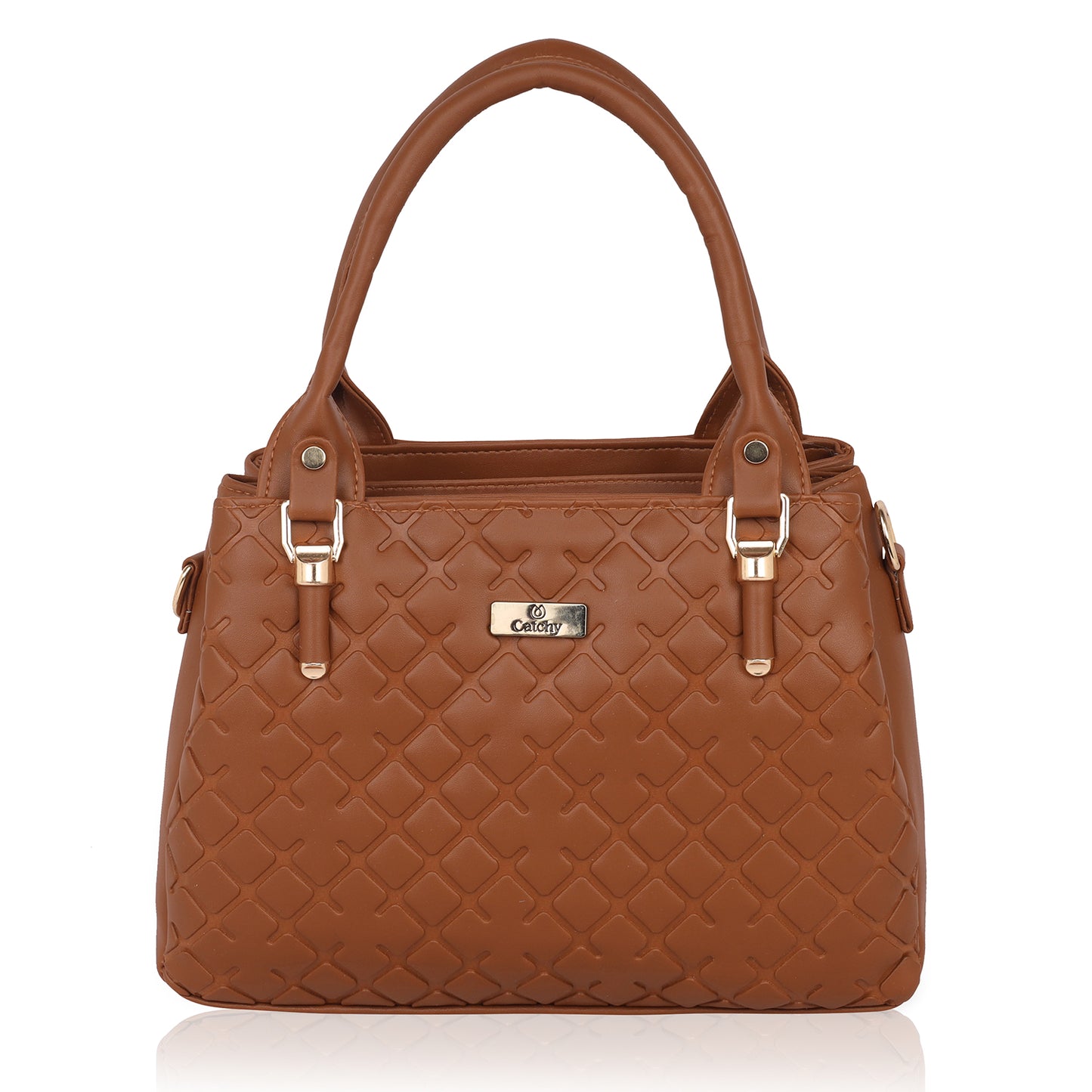 Catchy women hand bag in black with cross body strap.
