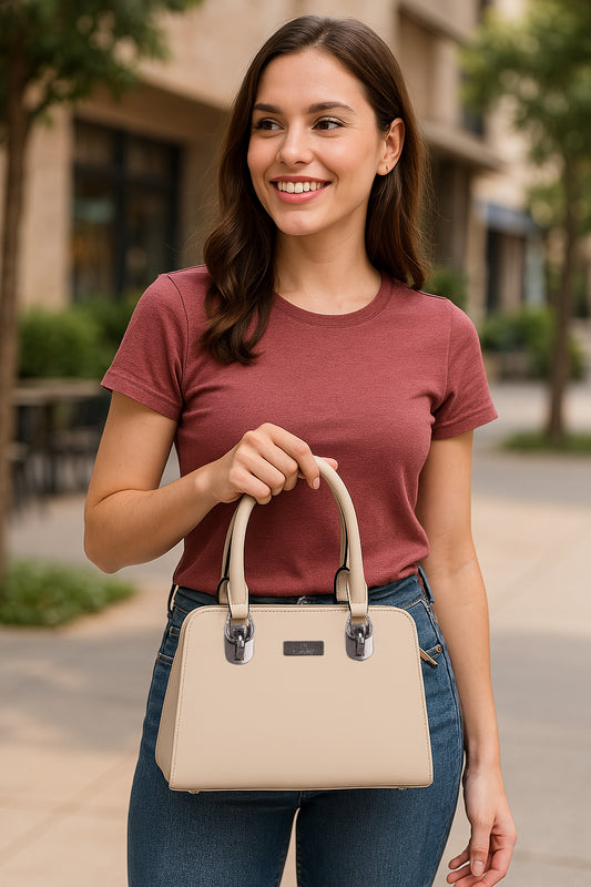 Catchy Everyday use Women Black & Beige Handbag