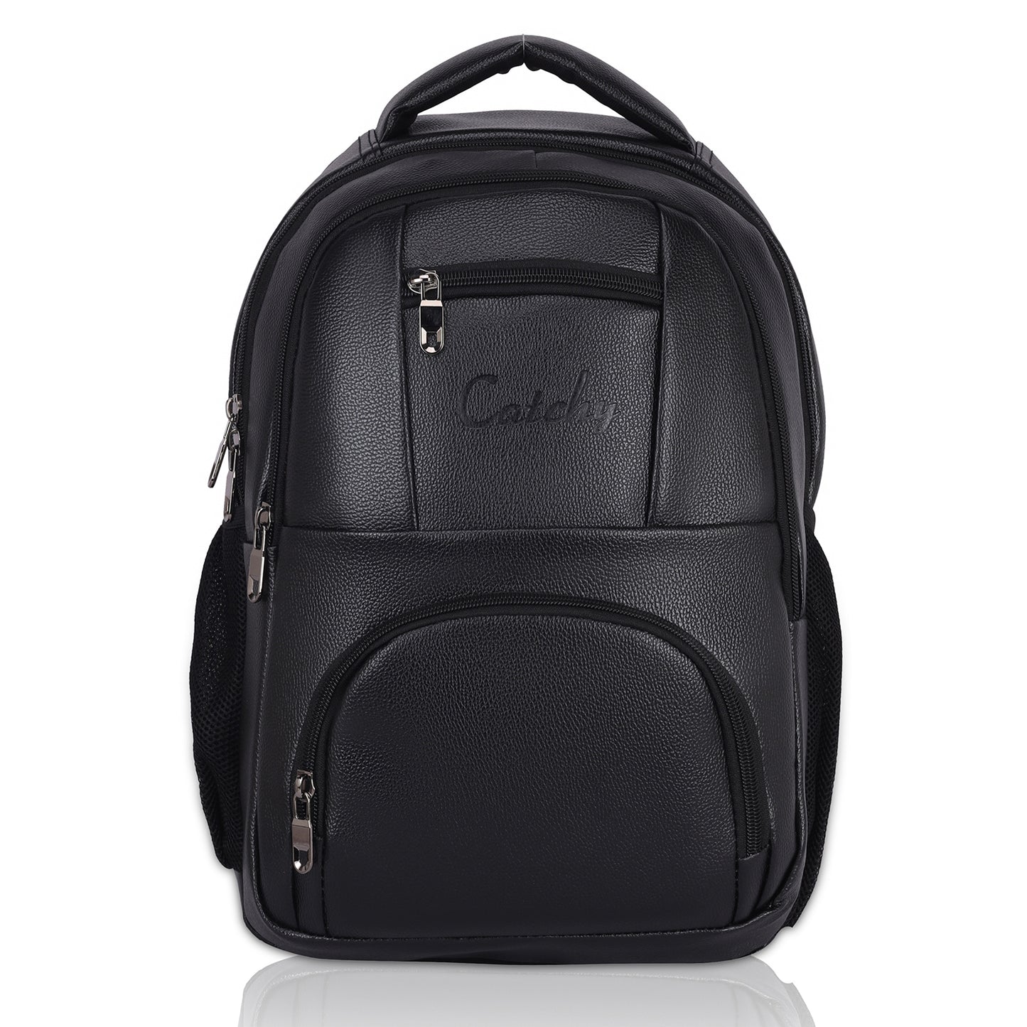 Black backpack for laptop in sleek design.