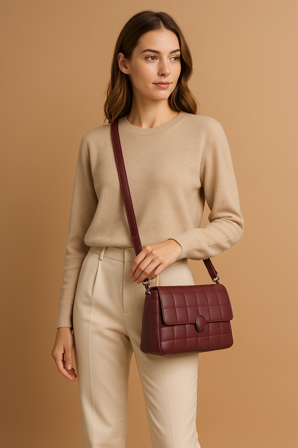 Black quilted vegan leather bag with adjustable strap, perfect for on-the-go style.