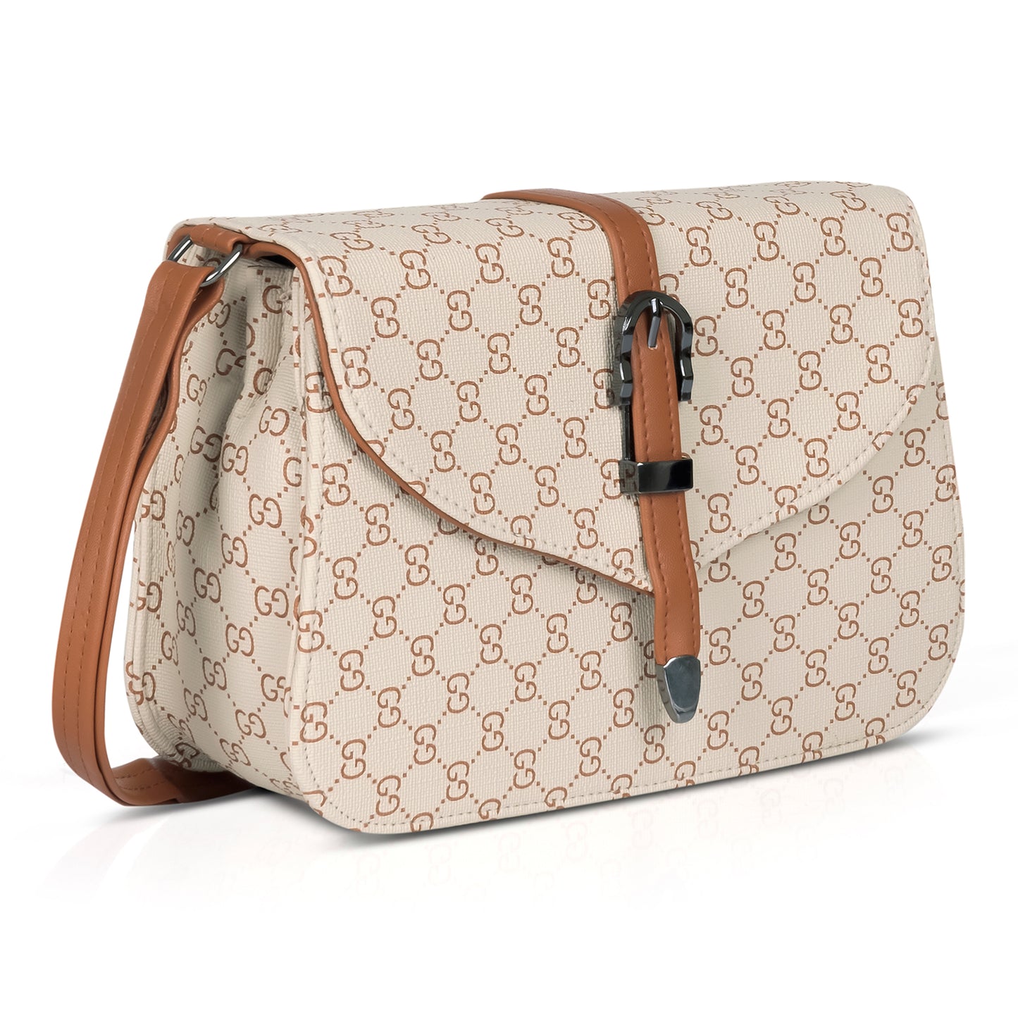 Black printed crossbody bag with strap, ideal for women’s chic wardrobes.