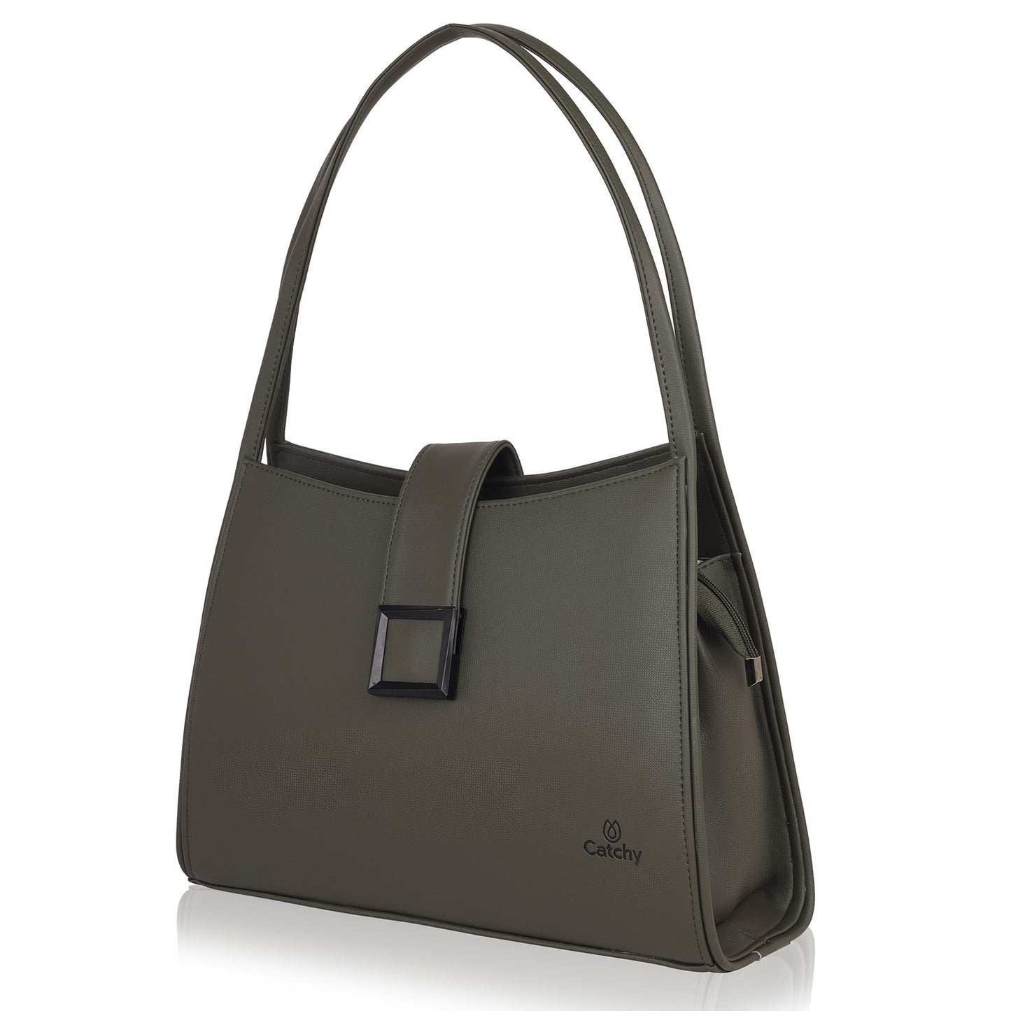 Elegant Grey Designer Women's Handbag with Multiple Compartments