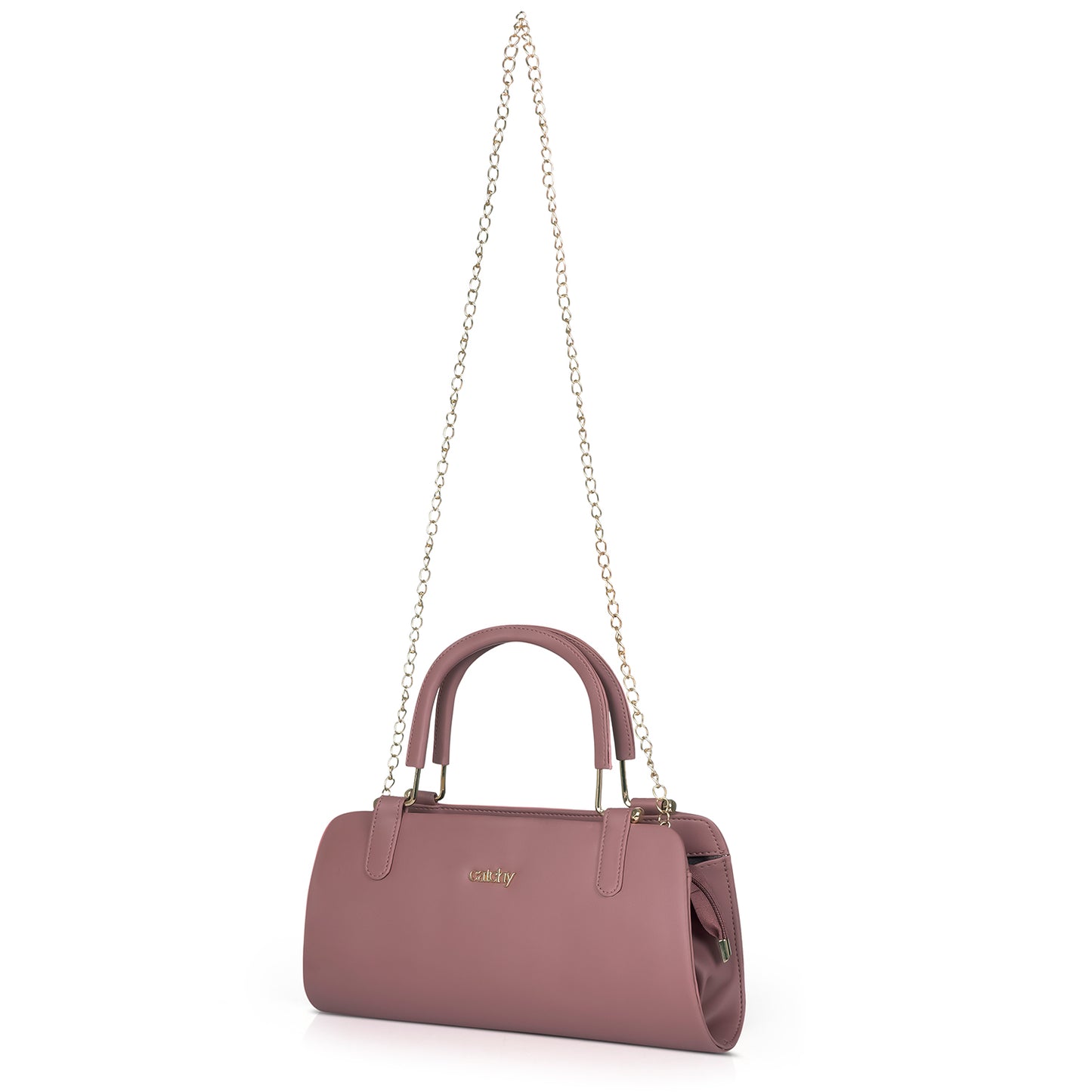 Blush Pink Elegant Slingbag with Gold Chain – Stylish Shoulder & Hand Carry Purse