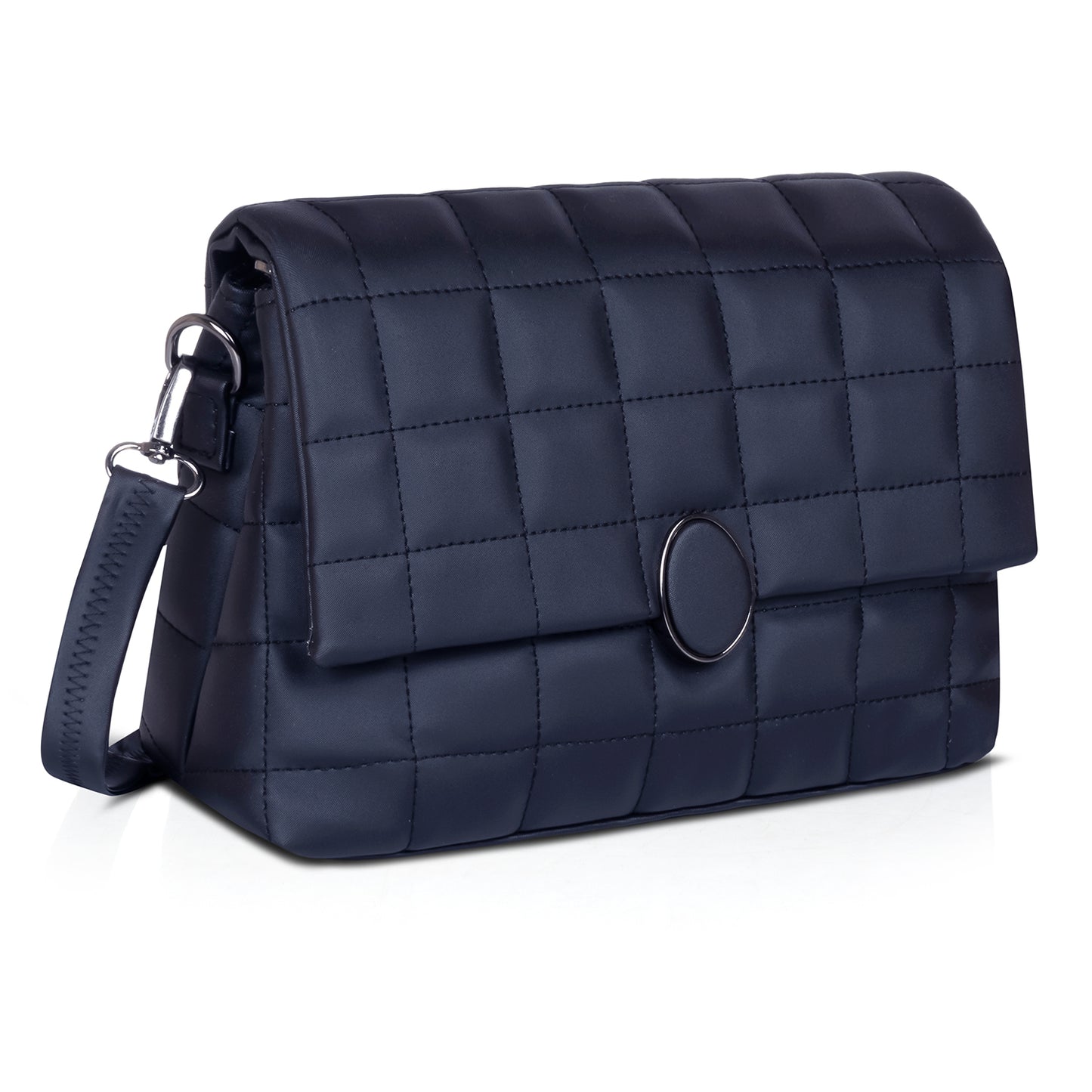 Black quilted purse for women, featuring multiple pockets for organized elegance.