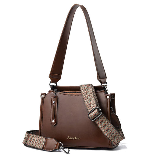 Angeline's Royal Maroon & Brown Cross Body Sling Bag in rich maroon with brown accents, front view.