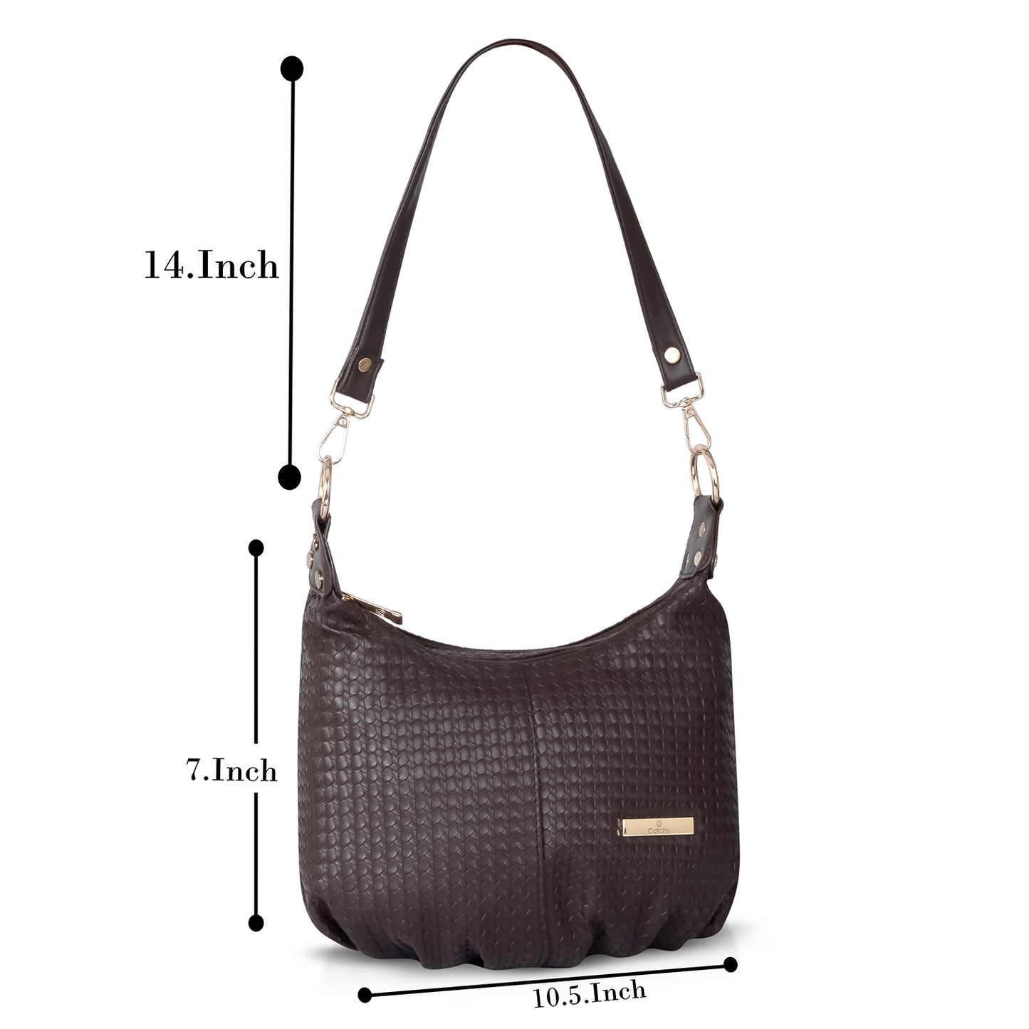 Elegant black textured bag with gold hardware for any occasion.