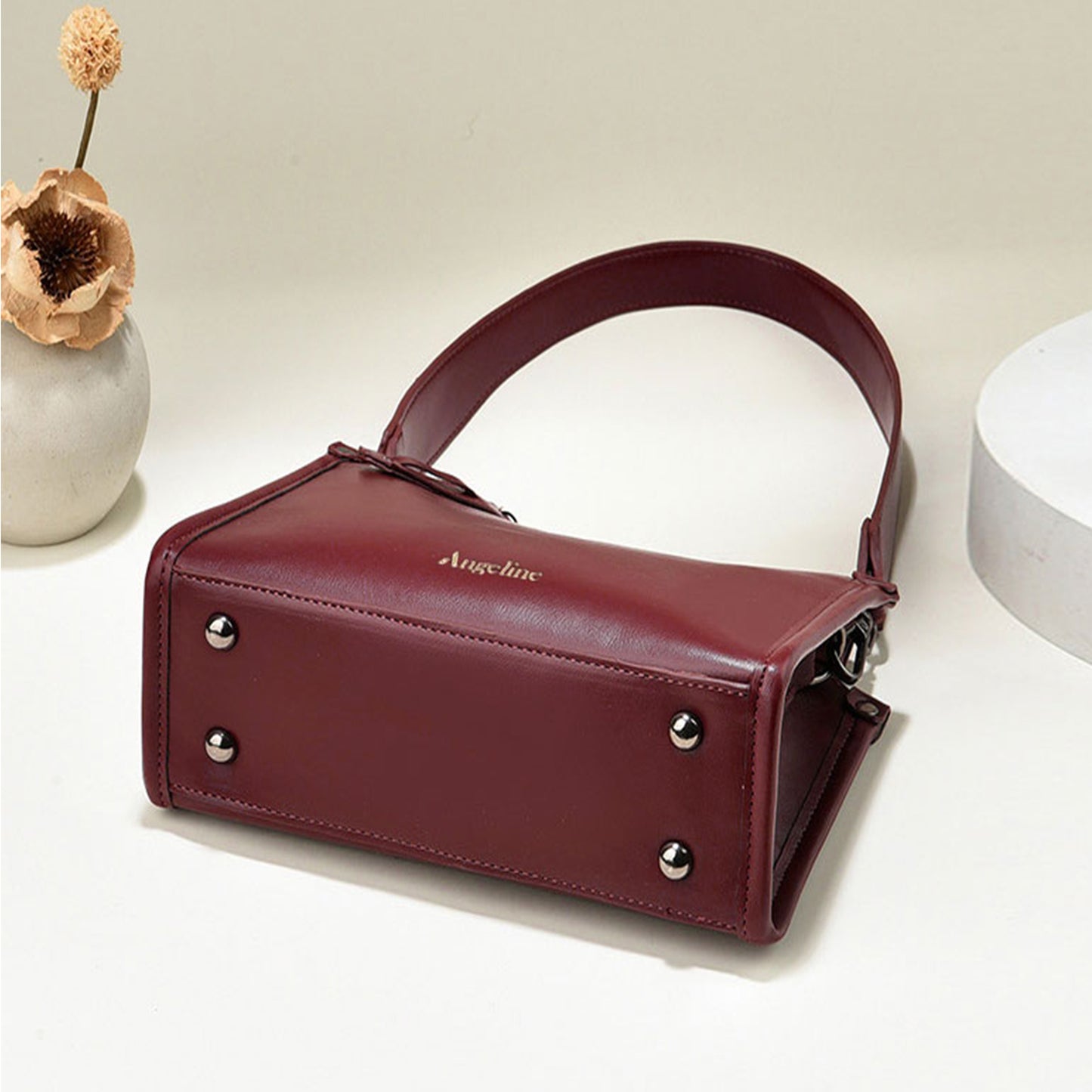 Angeline's Royal Maroon & Brown Cross Body Sling Bag