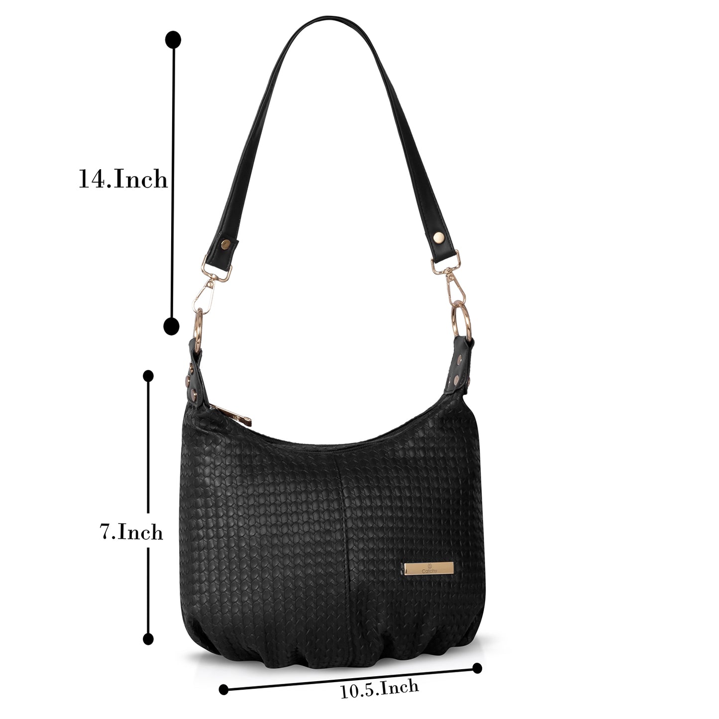 Black quilted shoulder bag with gold chain, perfect for daily use.