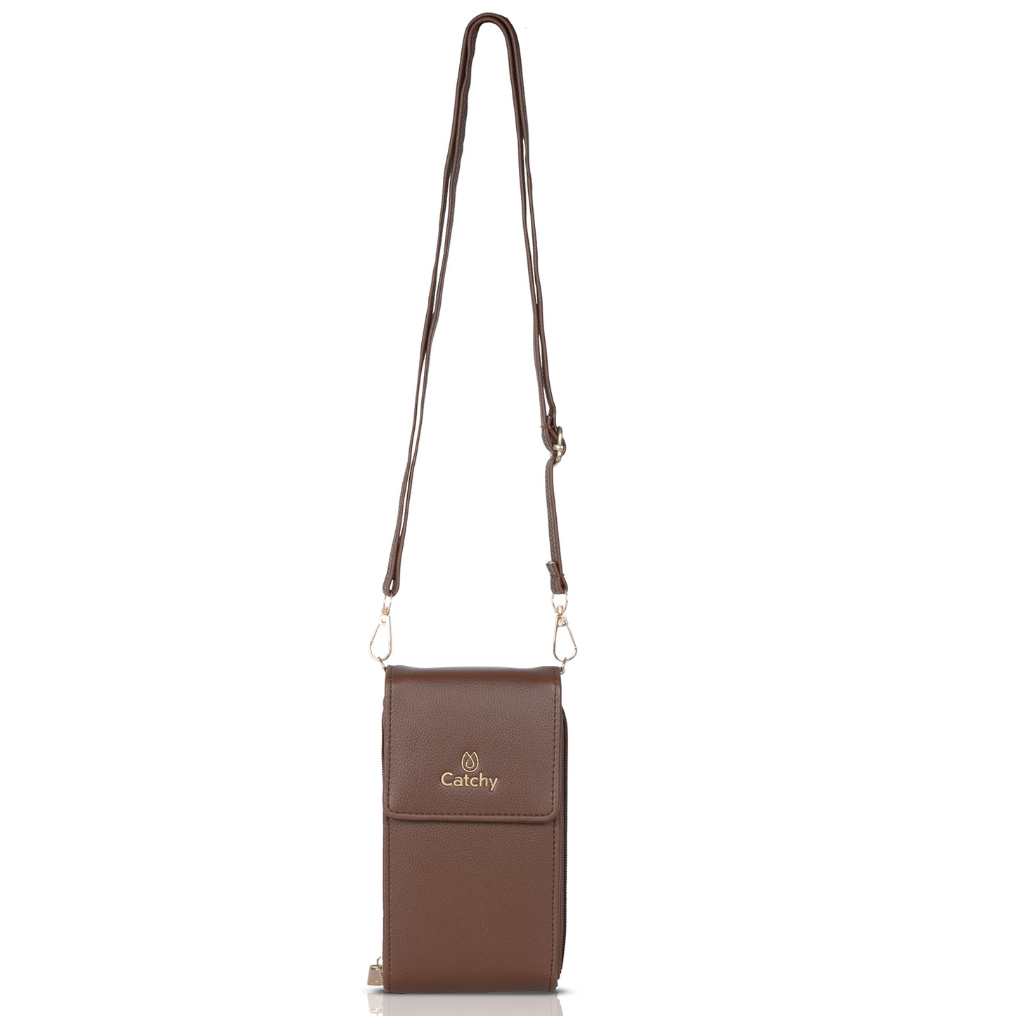 Catchy Women’s PU Mobile Sling Pouch – Compact Crossbody Mini Bag with Clasp Closure & Adjustable Strap