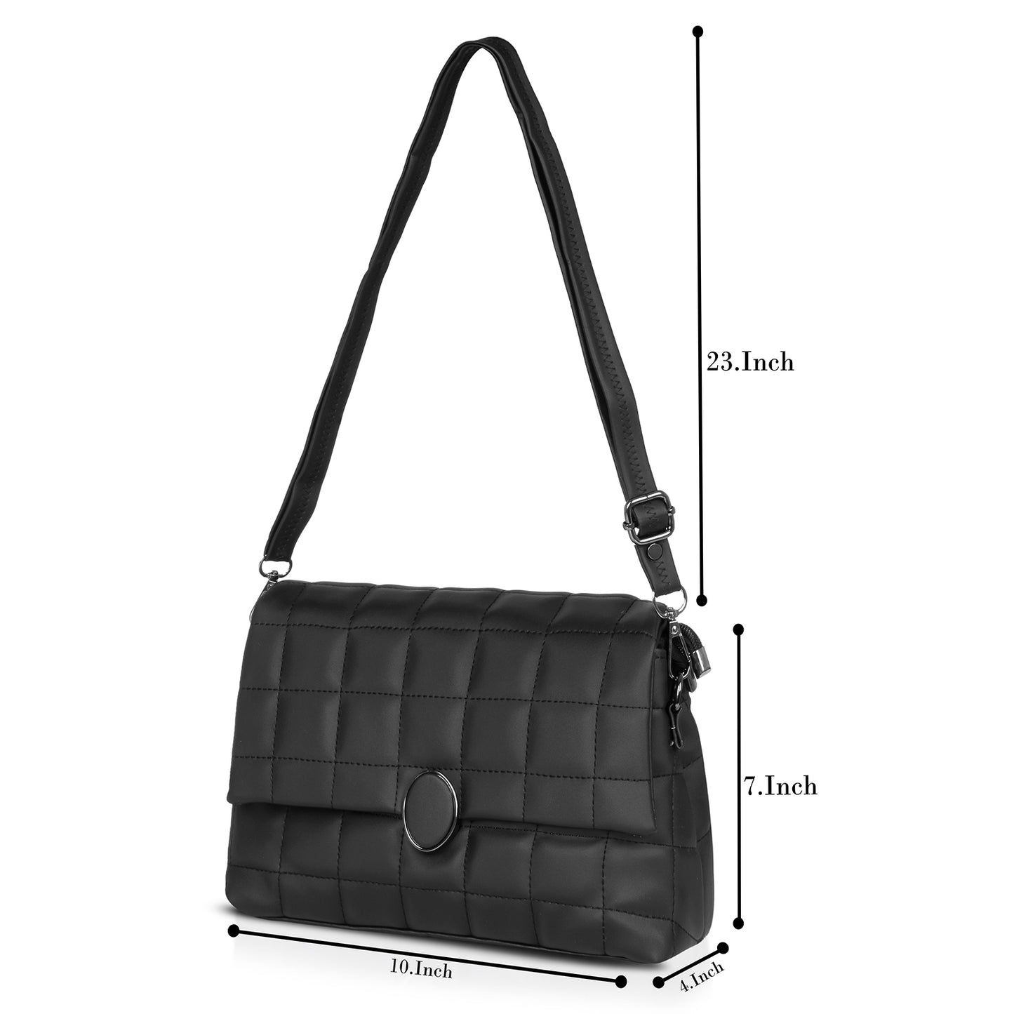 Women’s black crossbody bag with quilted design, great for travel and evenings out.