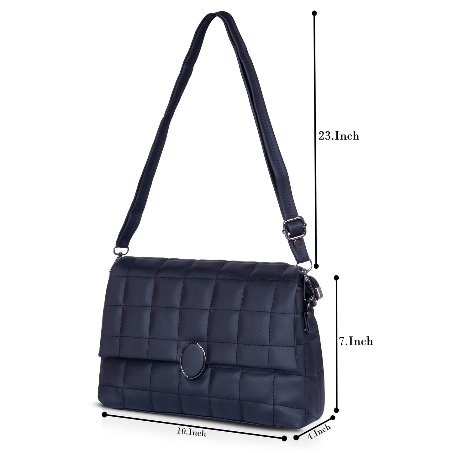 Sleek black vegan leather crossbody bag, perfect for trendy and minimalist looks.