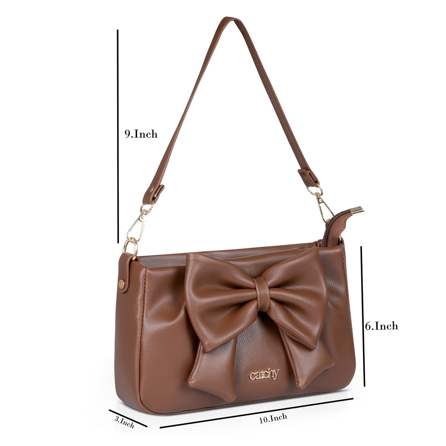 AngelineByAngie brown bow handbag paired with a dress for a polished look.