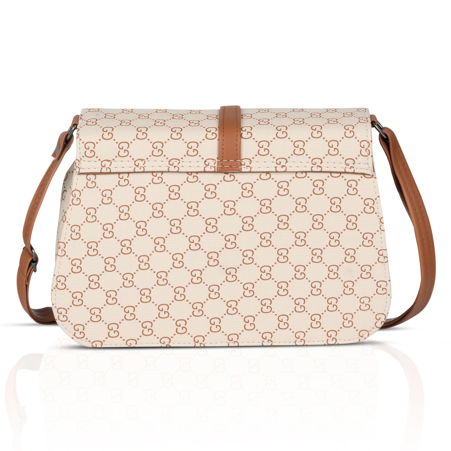 Black shoulder bag with bold print, crafted for women’s effortless elegance.