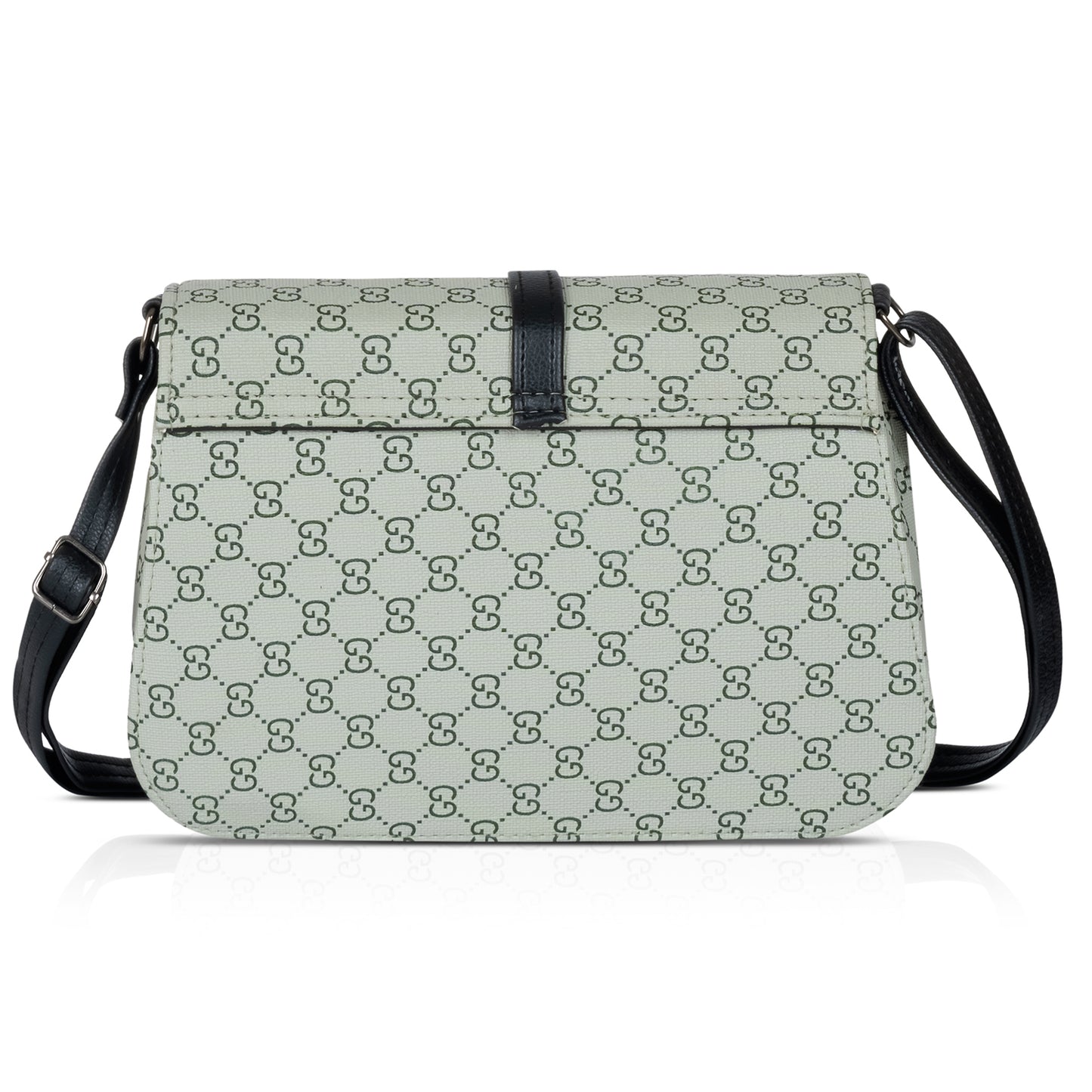 Stylish black printed handbag with strap, crafted for women’s everyday fashion.