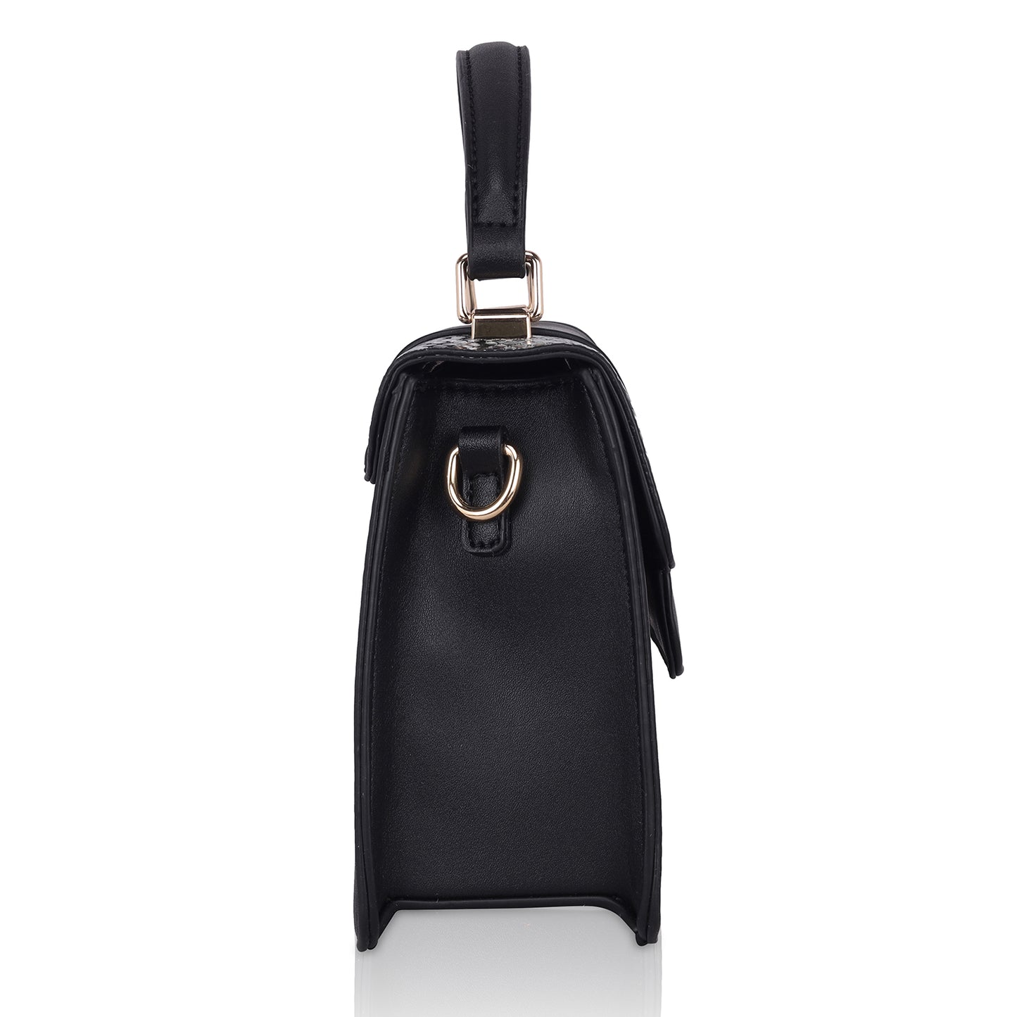 A black designer sling bag featuring an elegant crocodile pattern, combining luxury and functionality.