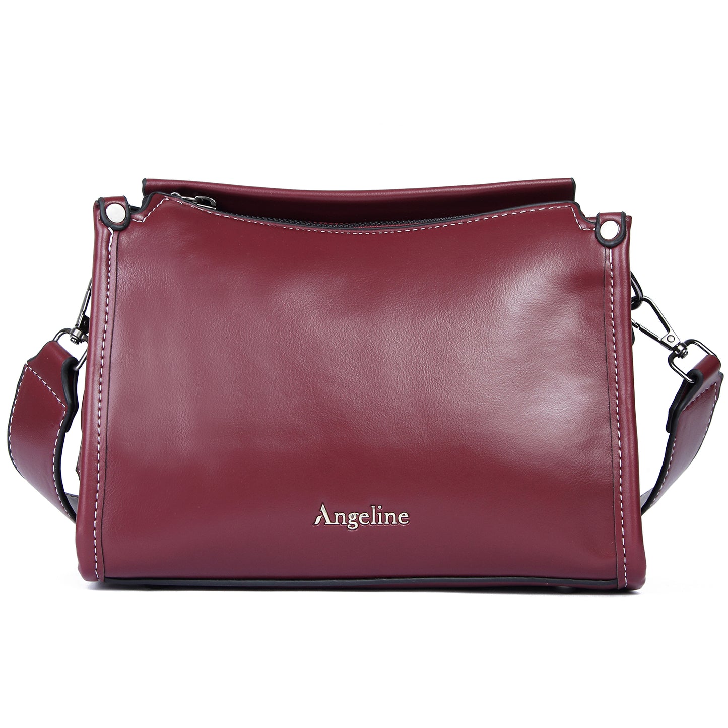 Angeline's Royal Maroon & Brown Cross Body Sling Bag