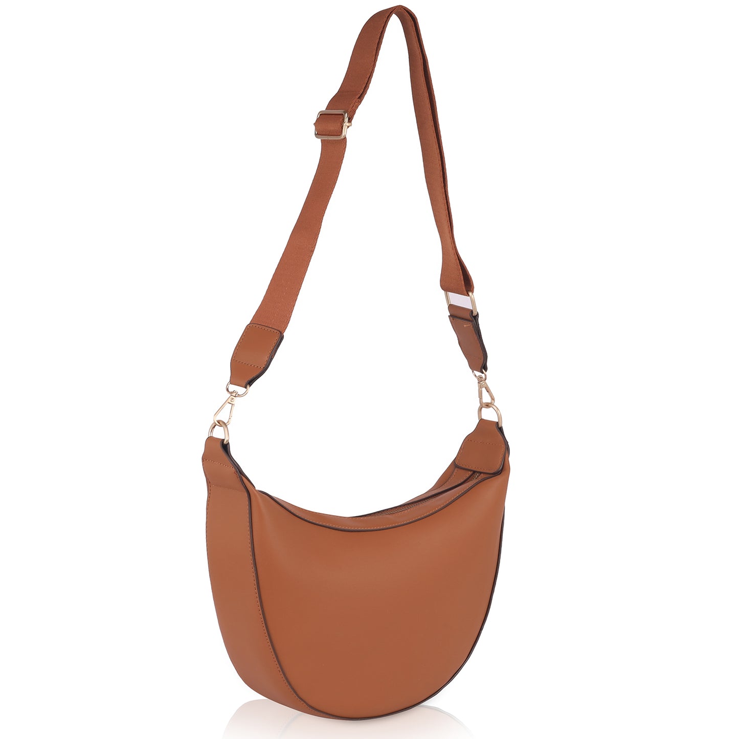 Everyday use sling bag with sleek tan leather finish