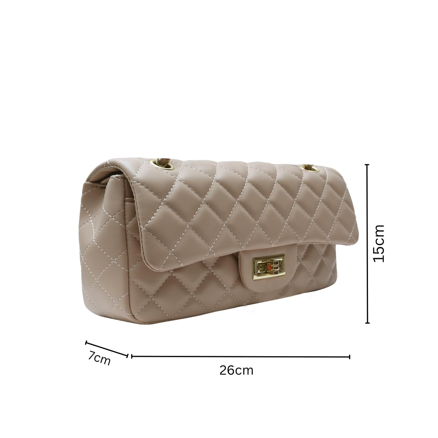 Celebrity style sling bag in rose gold tone.