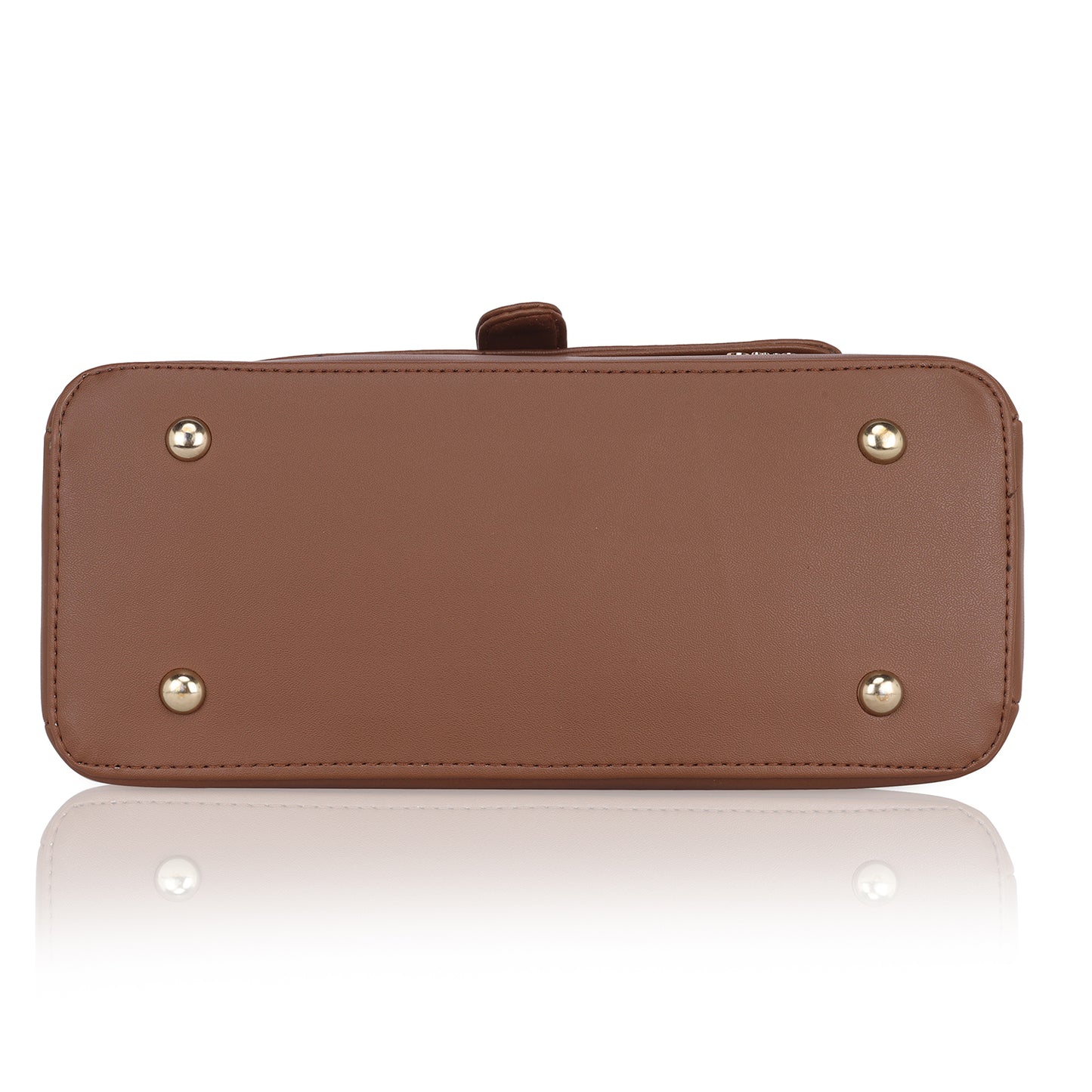 Front view of shoulder sling bag in beige.