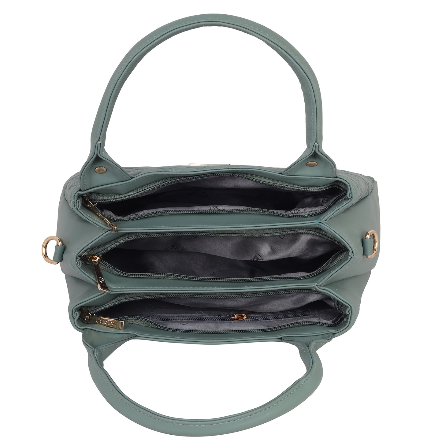 Close-up of catchy women hand bag zipper detail.
