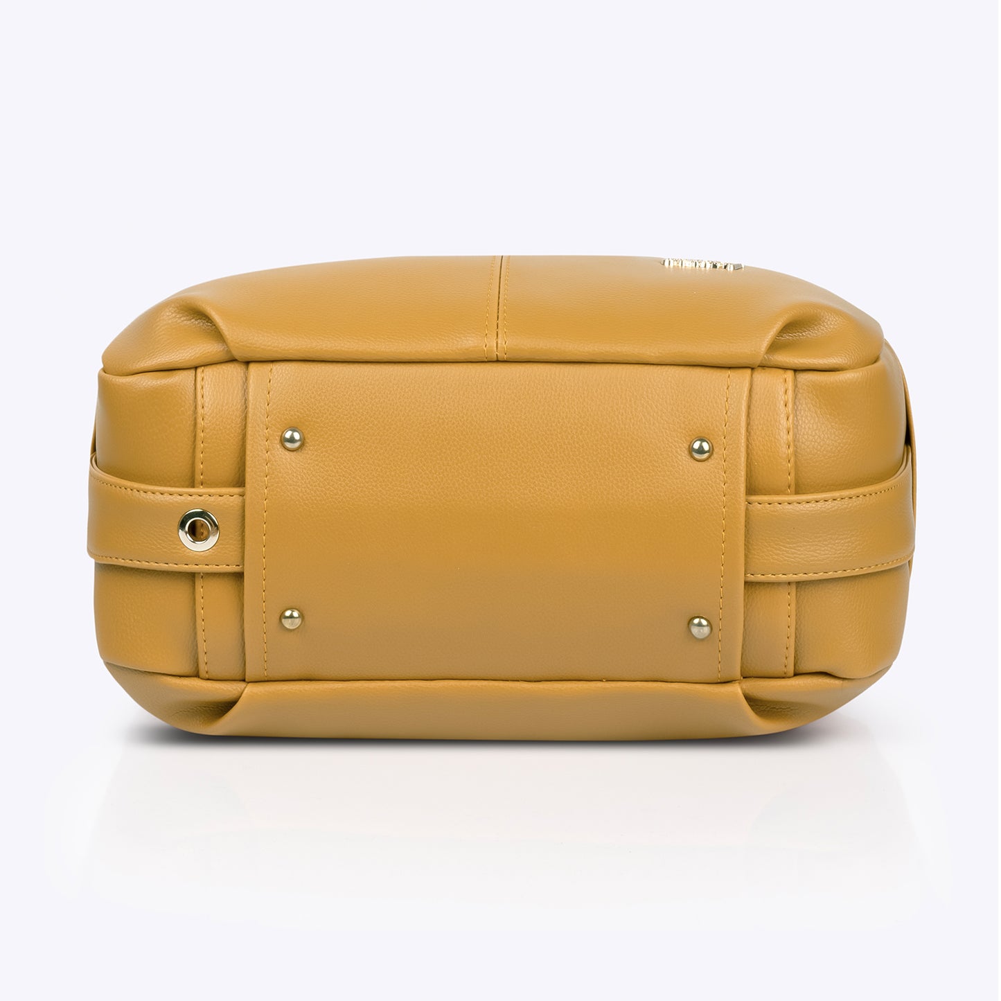 Premium yellow leather handbag with gold hardware, spacious strap, and medium-sized design for everyday elegance