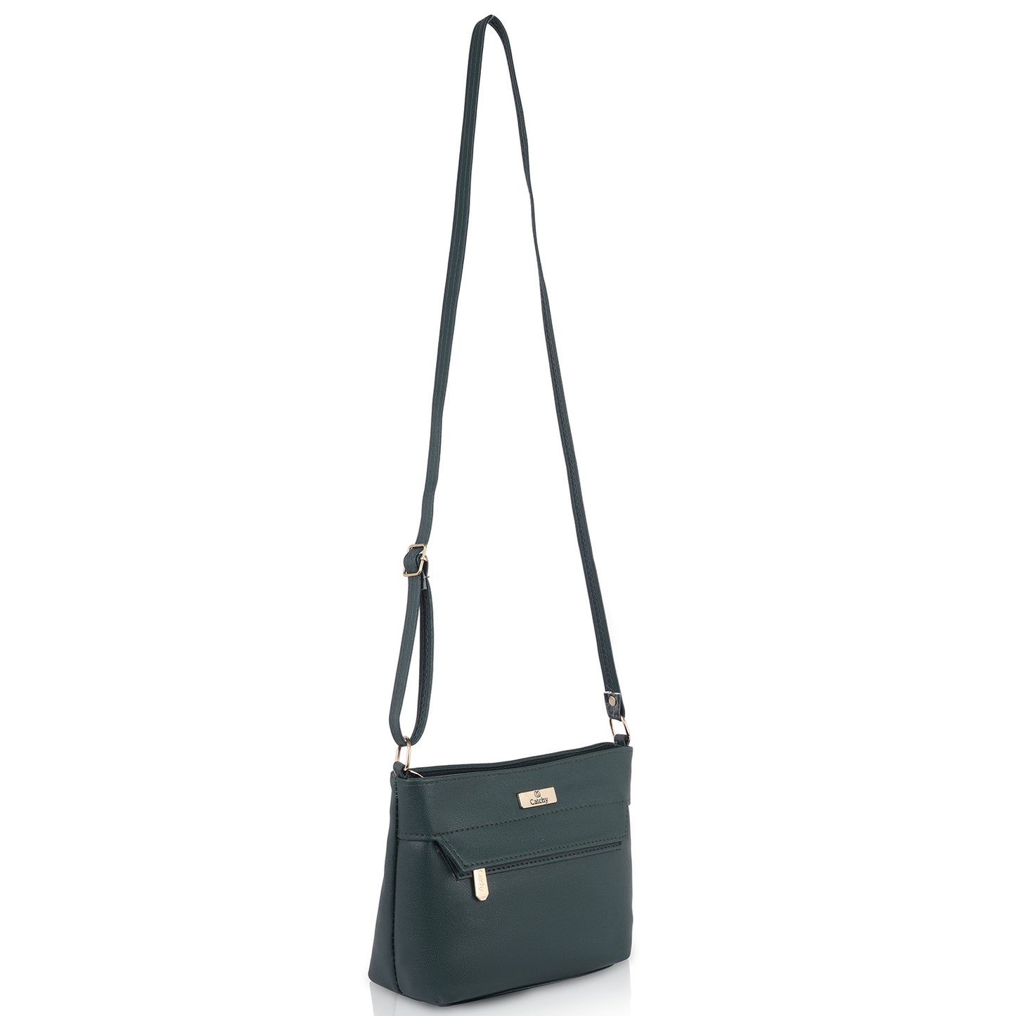 Blue sling bag ideal for evening sophistication.