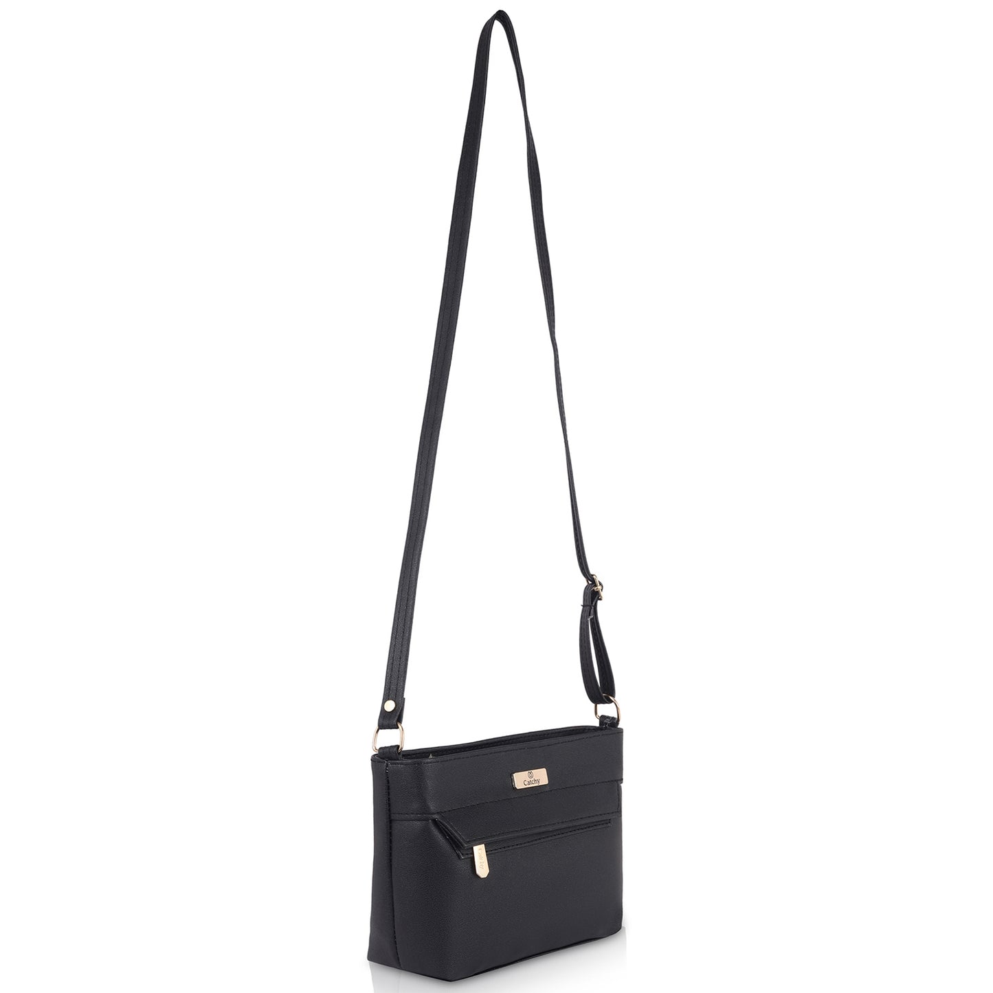 Beige Sling Bag for Women with gold strap detail.