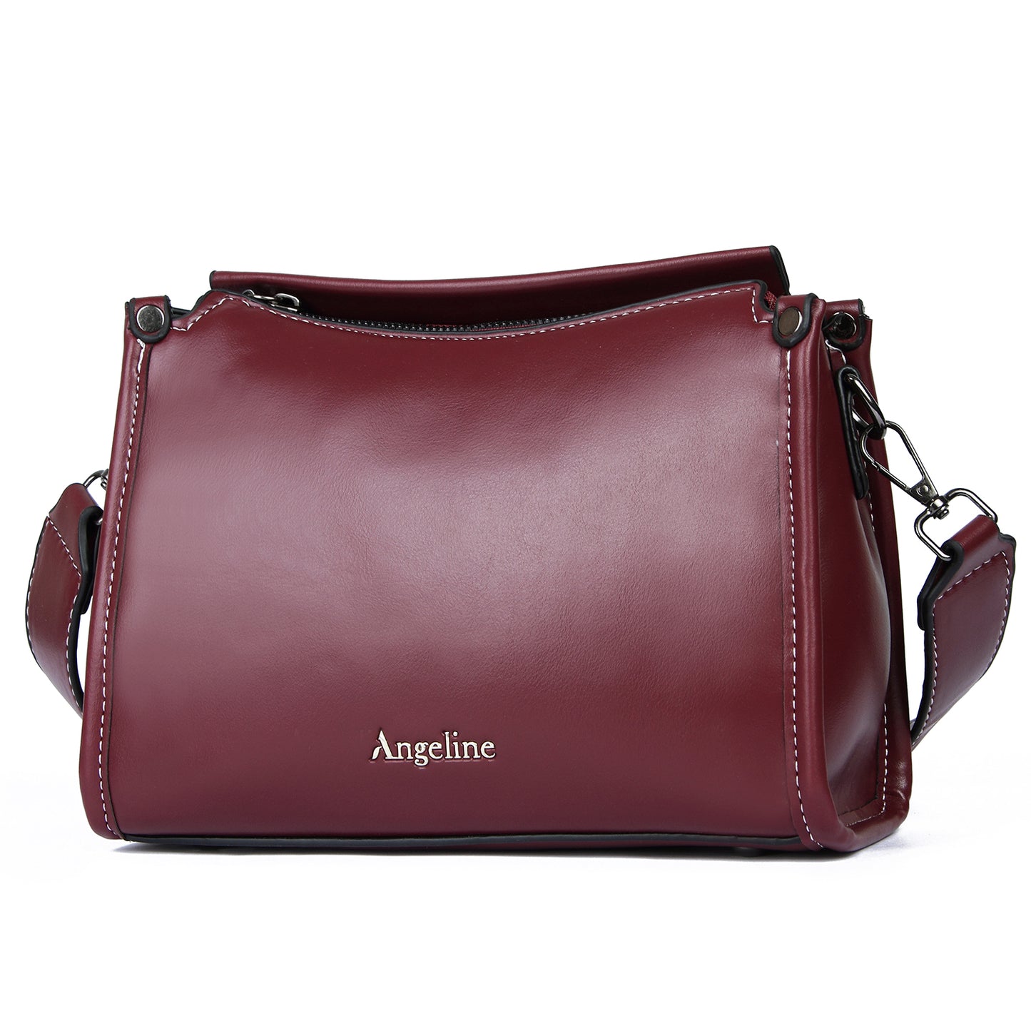 Angeline's Royal Maroon & Brown Cross Body Sling Bag