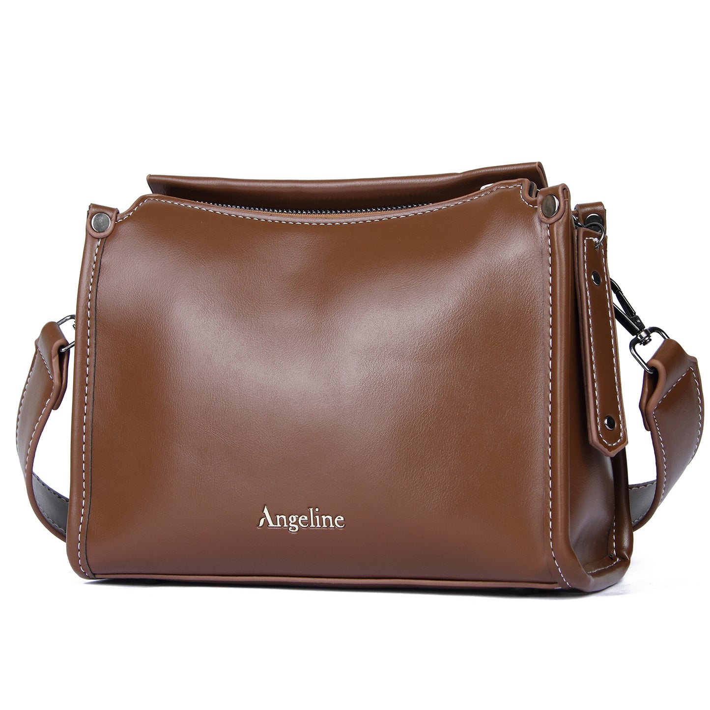 Angeline's Royal Maroon & Brown Cross Body Sling Bag