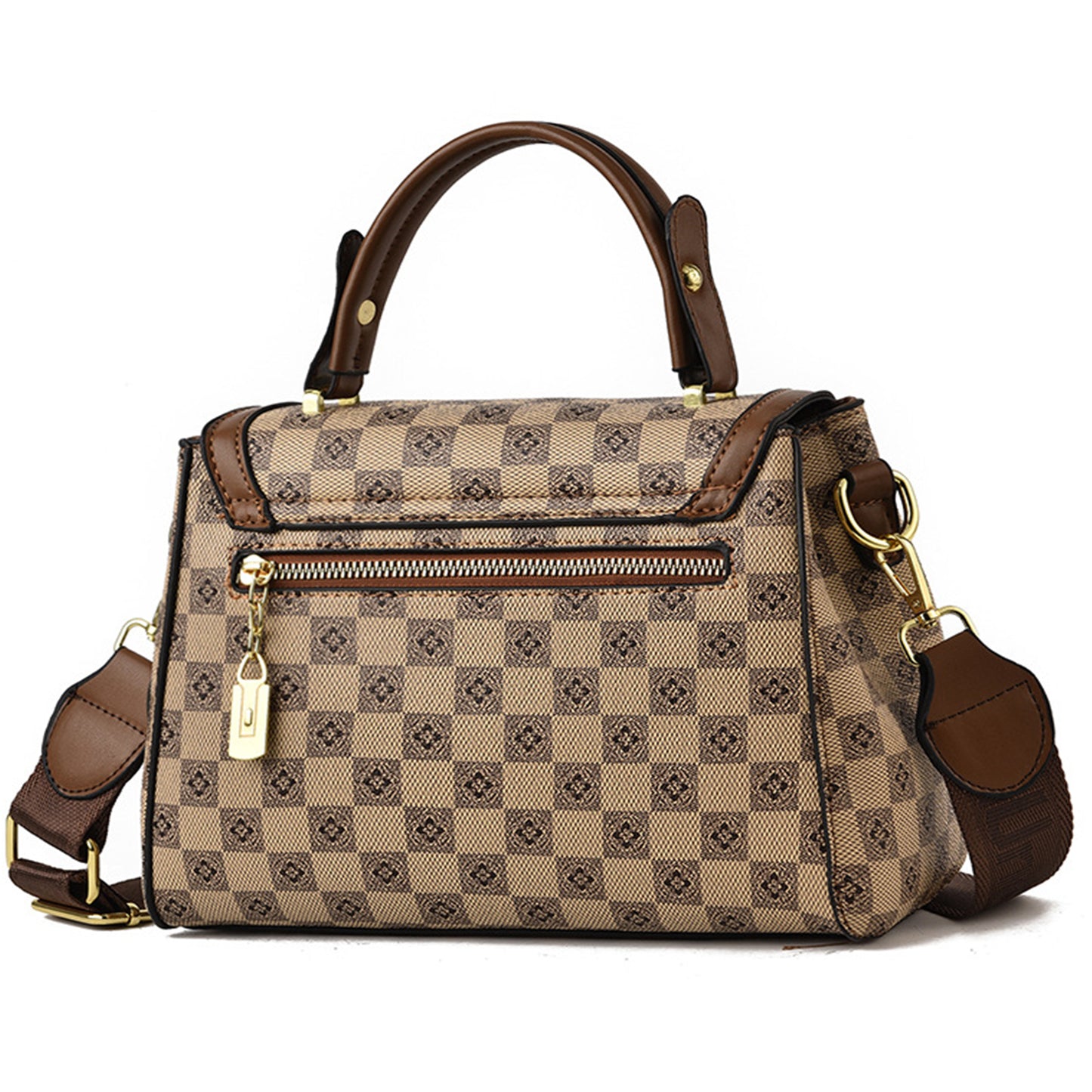 Tan brown structured PU leather sling bag with a stylish top handle, detachable shoulder strap, and comfortable design for everyday use.