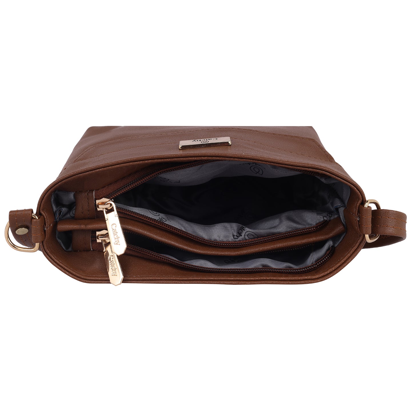 Beige Sling Bag for Women in elegant side pose.