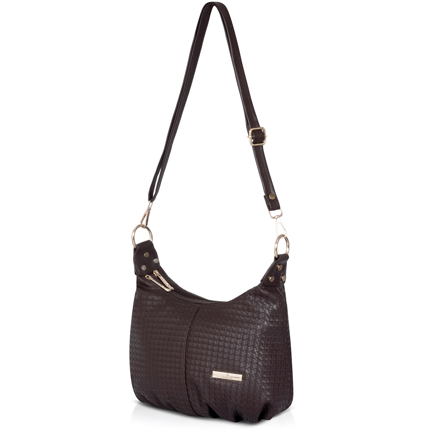 Black quilted purse with gold chain strap for sophisticated style.