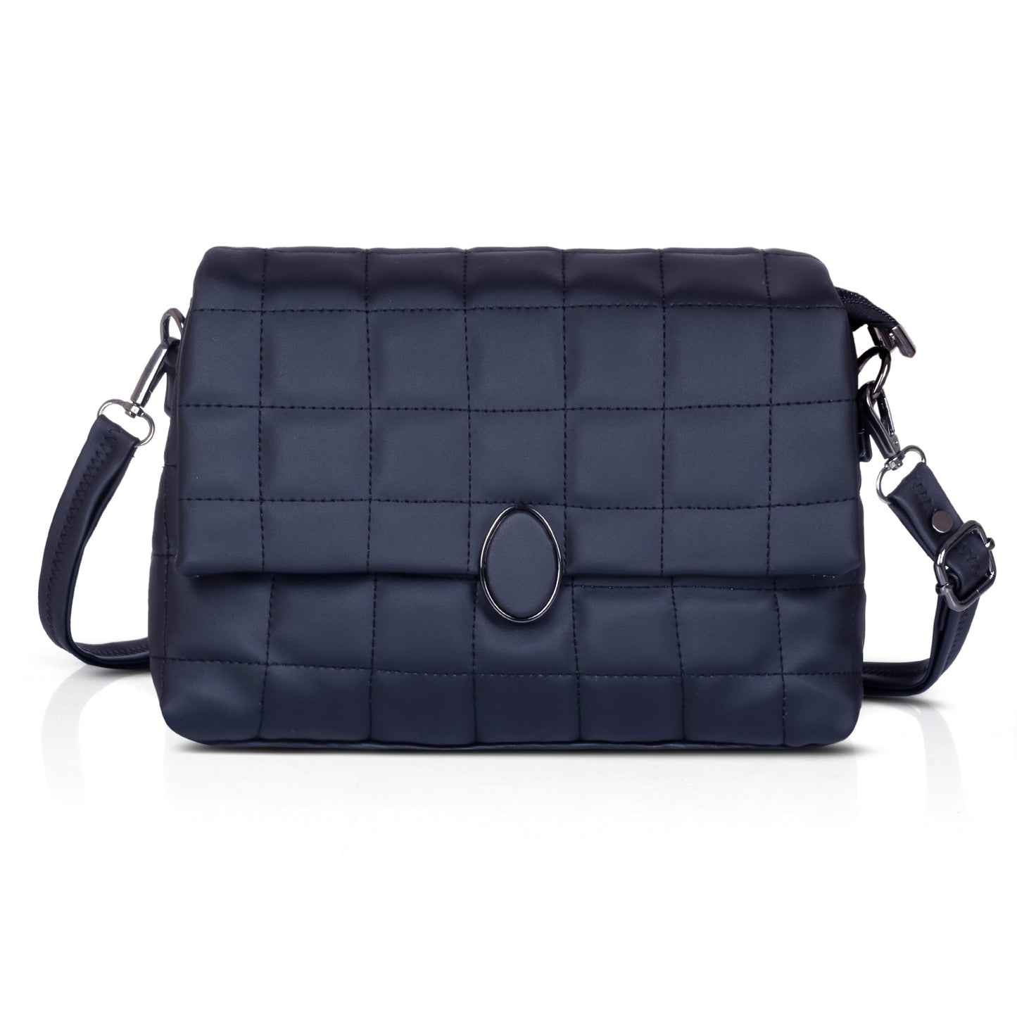 Black quilted crossbody bag for women, lightweight and stylish for everyday use.