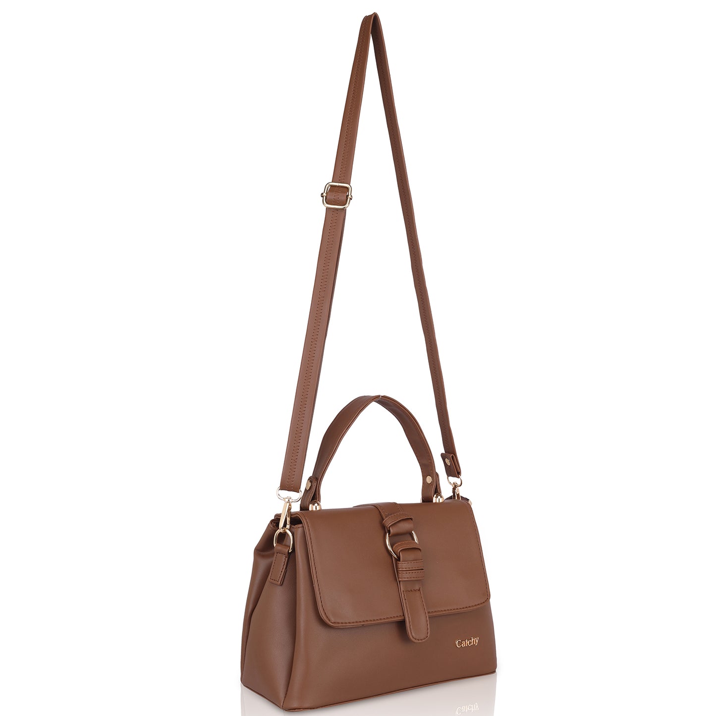 Side view of sling bag with multiple pockets in black.
