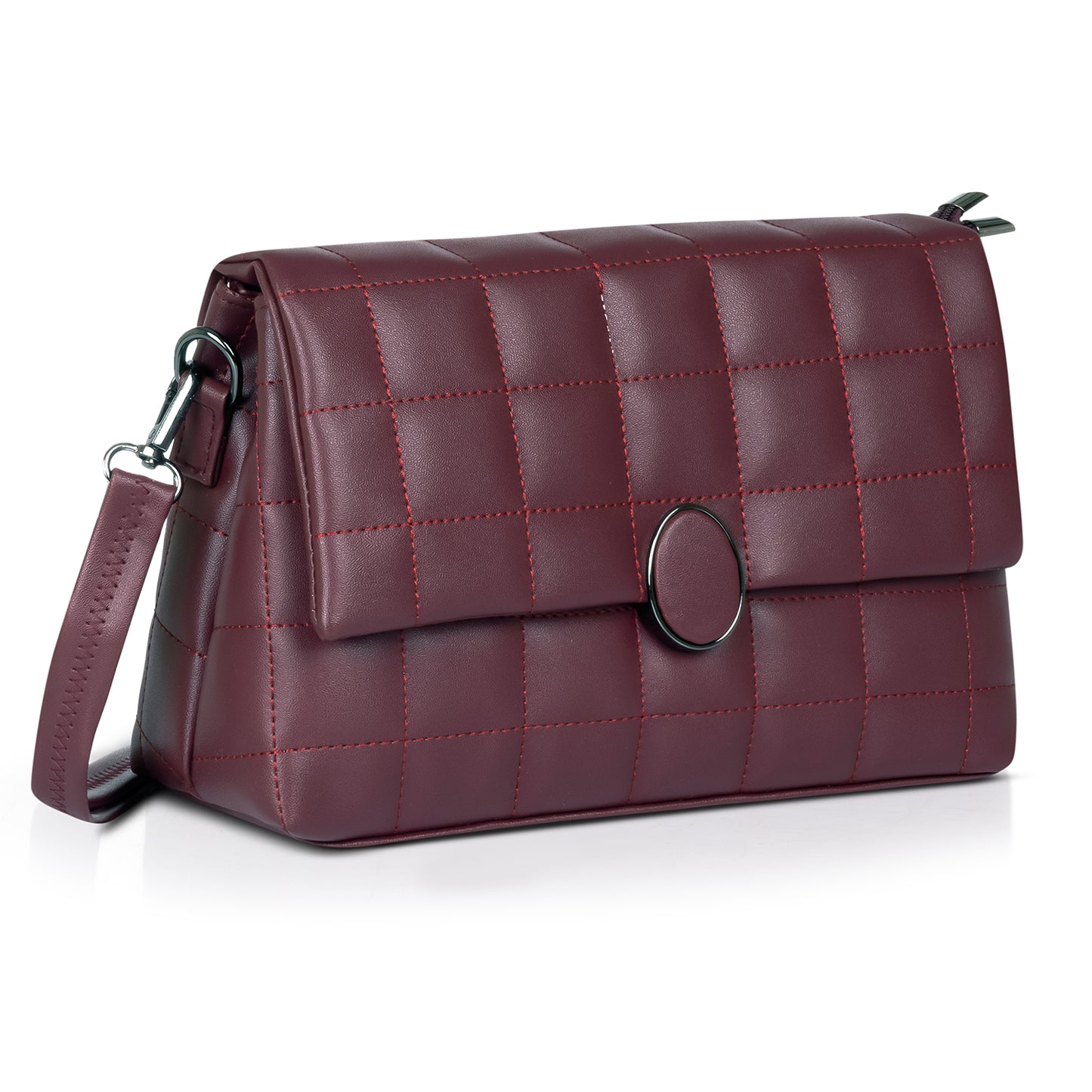 Black vegan leather crossbody bag with chain strap, a must-have for trendy women.
