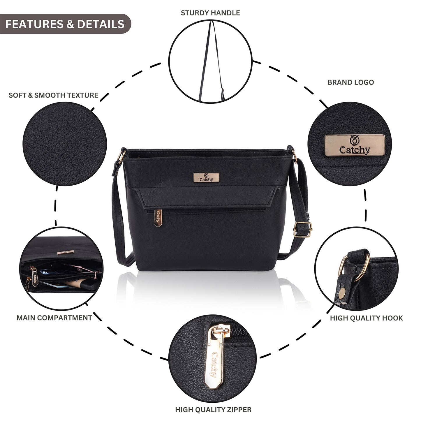 Beige Sling Bag for Women worn crossbody style.