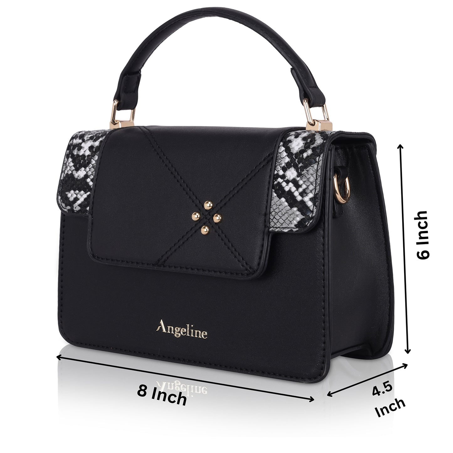 Black designer sling bag with elegant crocodile pattern and gold hardware.