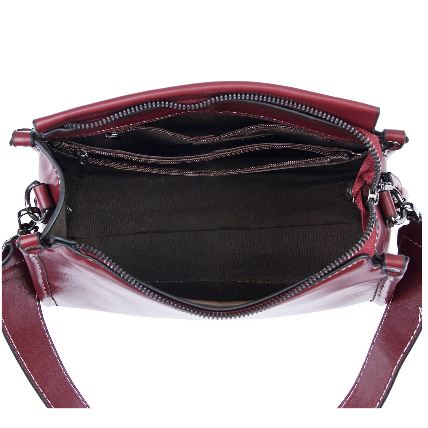 Angeline's Royal Maroon & Brown Cross Body Sling Bag