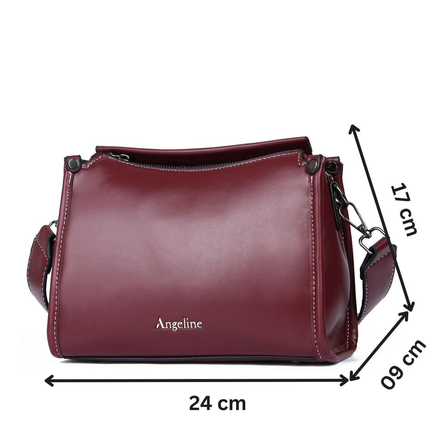 Angeline's Royal Maroon & Brown Cross Body Sling Bag