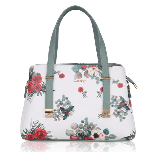 Catchy Green Flowery Design Feminin Handbag For Women | Stylish Purse