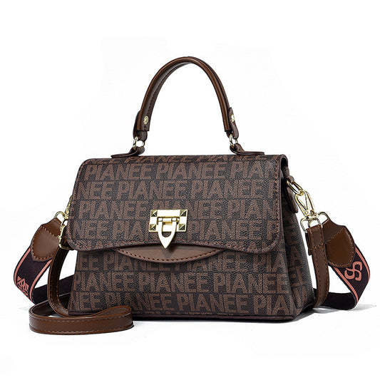 Stylish brown sling bag with magnet closure, perfect for chic outings.