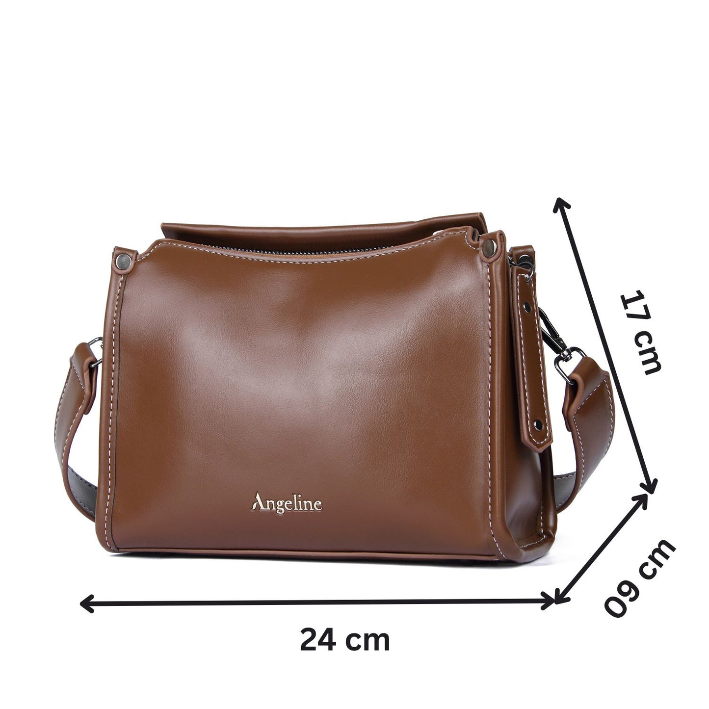 Angeline's Royal Maroon & Brown Cross Body Sling Bag