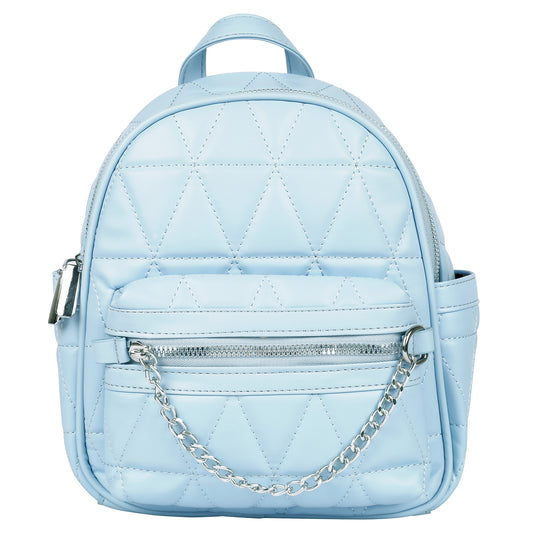 Luxury women backpack in sky blue with sleek straps.